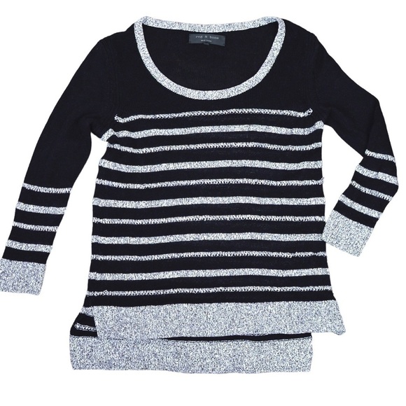 RAG & BONE Azra Stripe Knit Semi-Sheer Hi-Low Sweater, Size XS - Picture 1 of 11